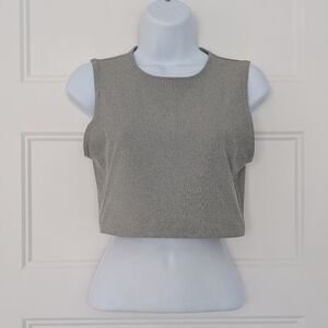TnAction Aritzia Ribbed Crop Tank Top‎ Grey Sleeveless TNA Activewear Size M